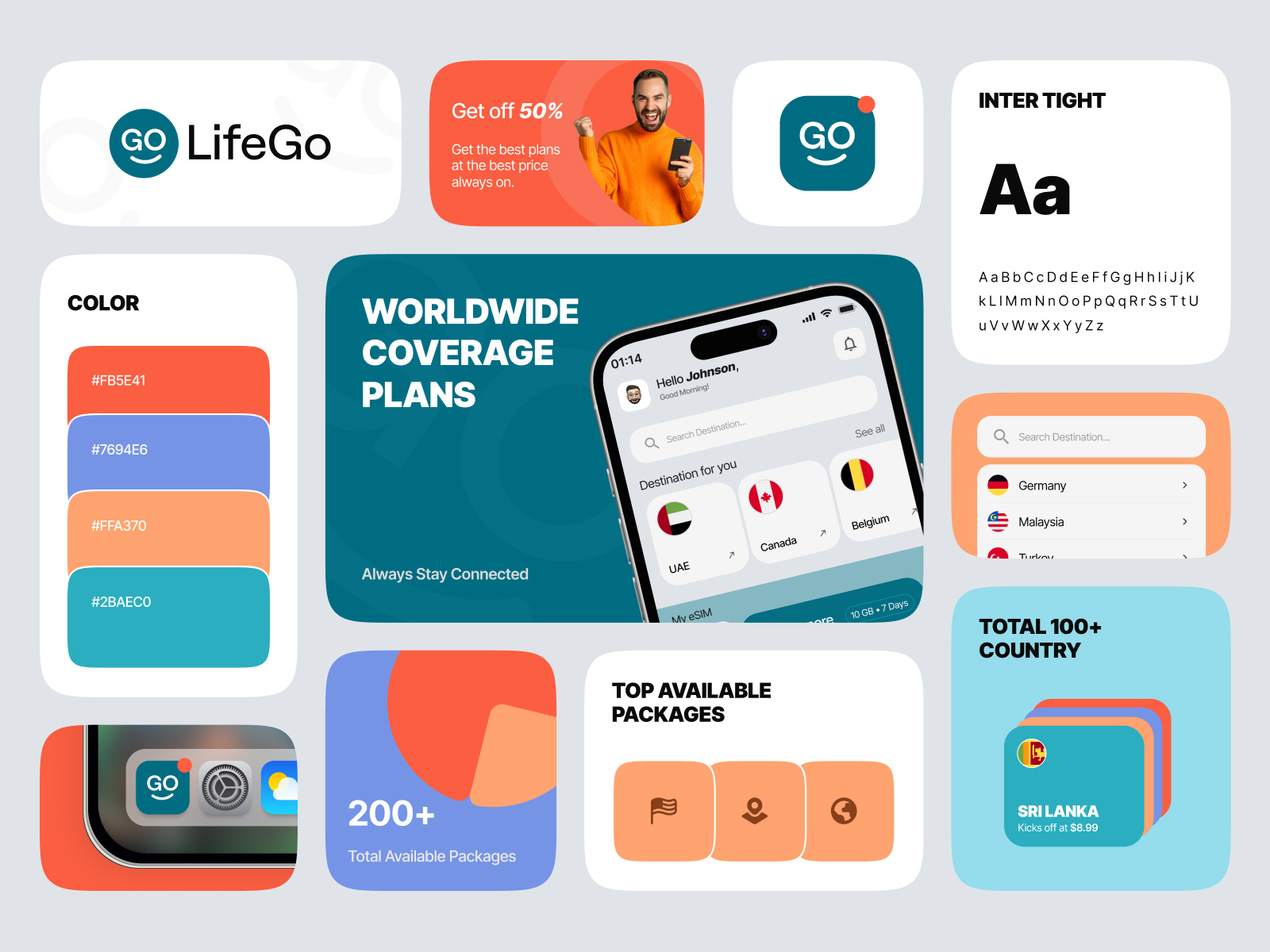 LifeGo- eSIM Company Branding branding e sim company esim logo sim sim company telecom telecom branding