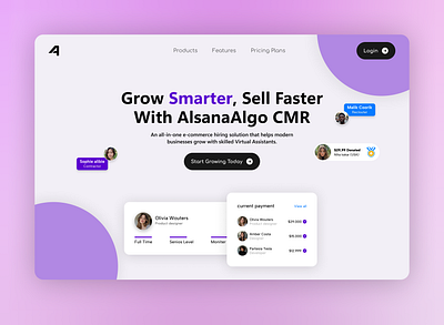 Alsana - CMR Landing page ui