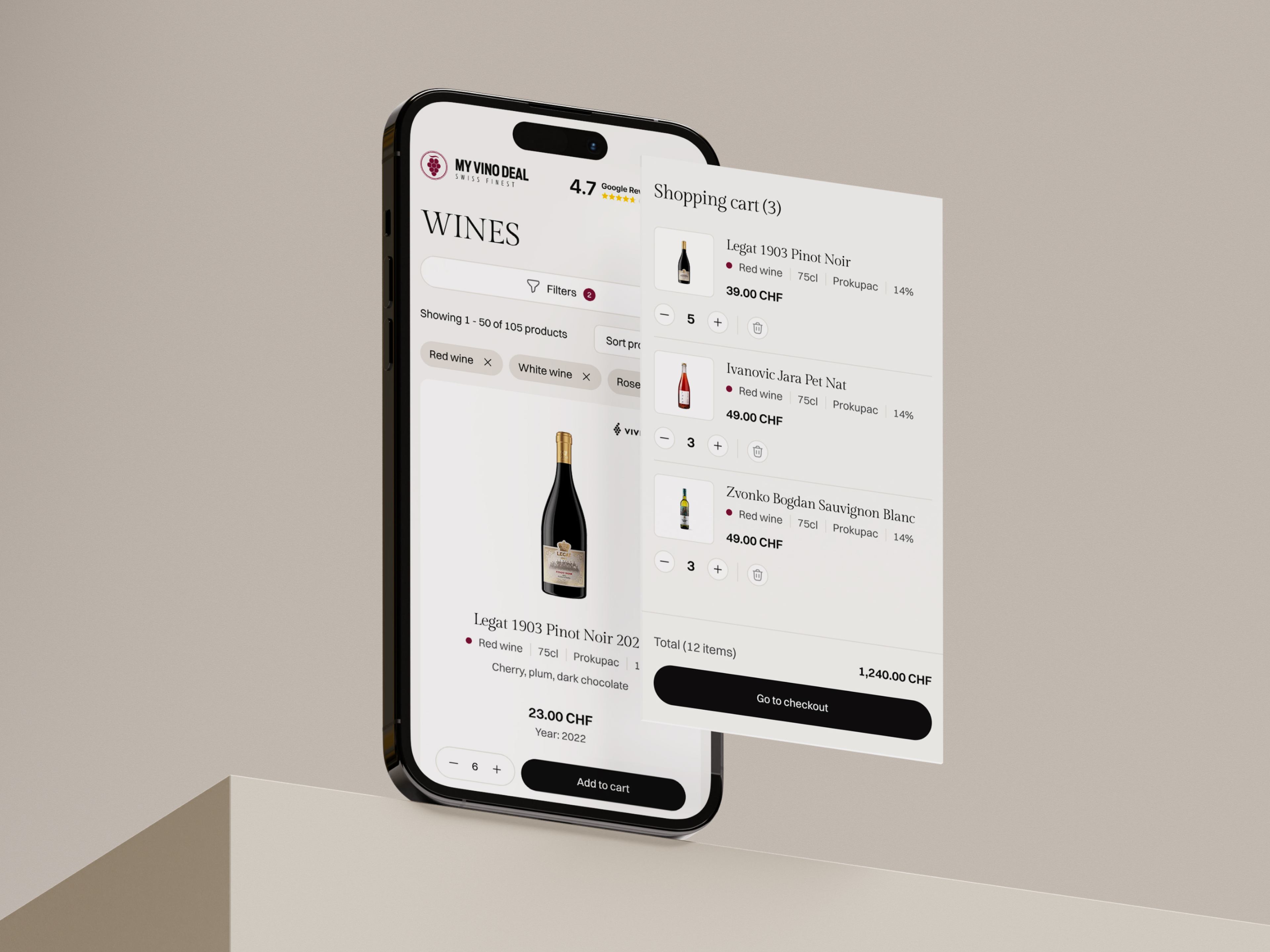 Whine Shop Cart Experience cart checkout ecommerce filters product product design purchase quantity shop shopping cart ui design ux design wine