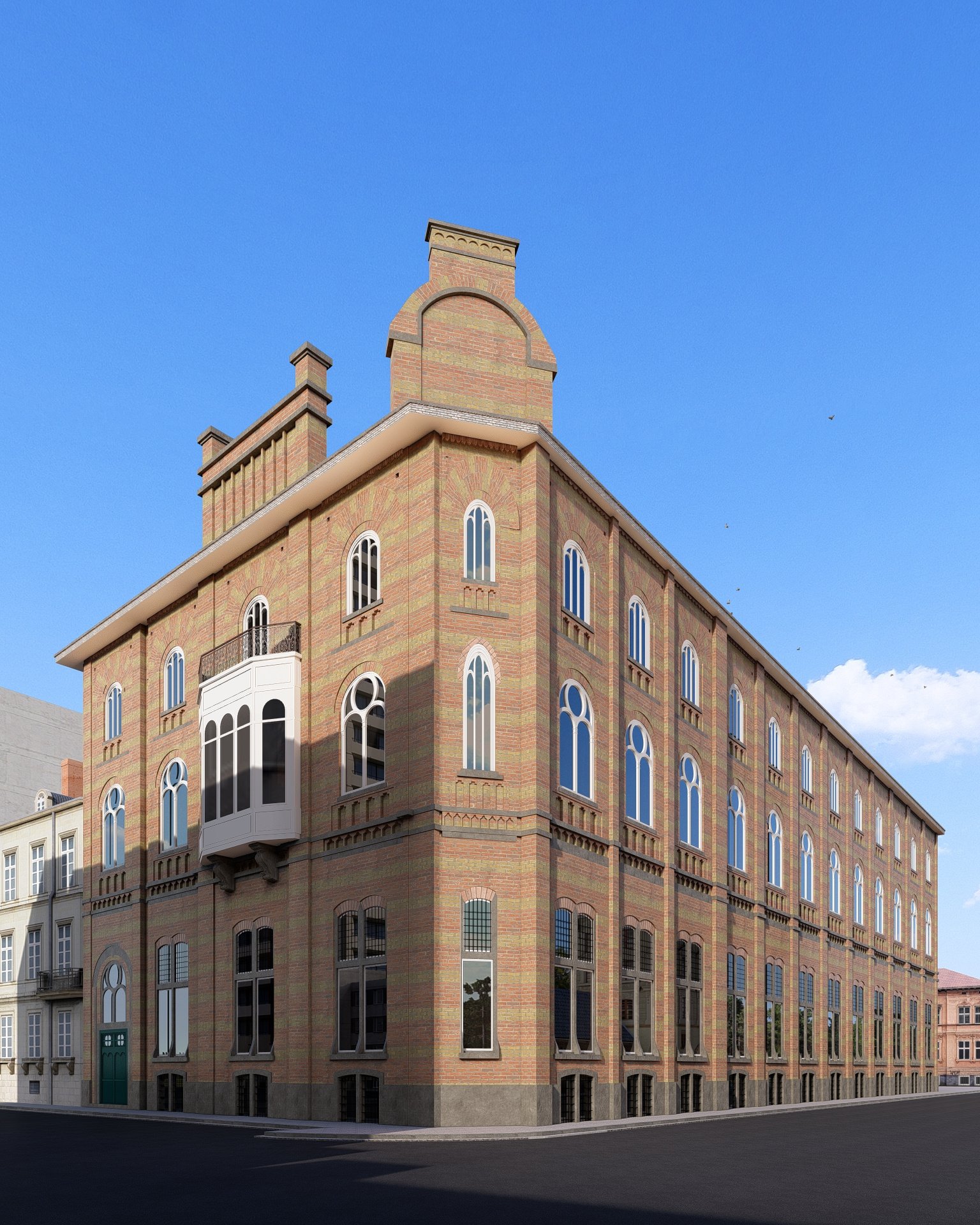 Colonial Era Brick Building 3D Model and Render 3d cultural heritage
