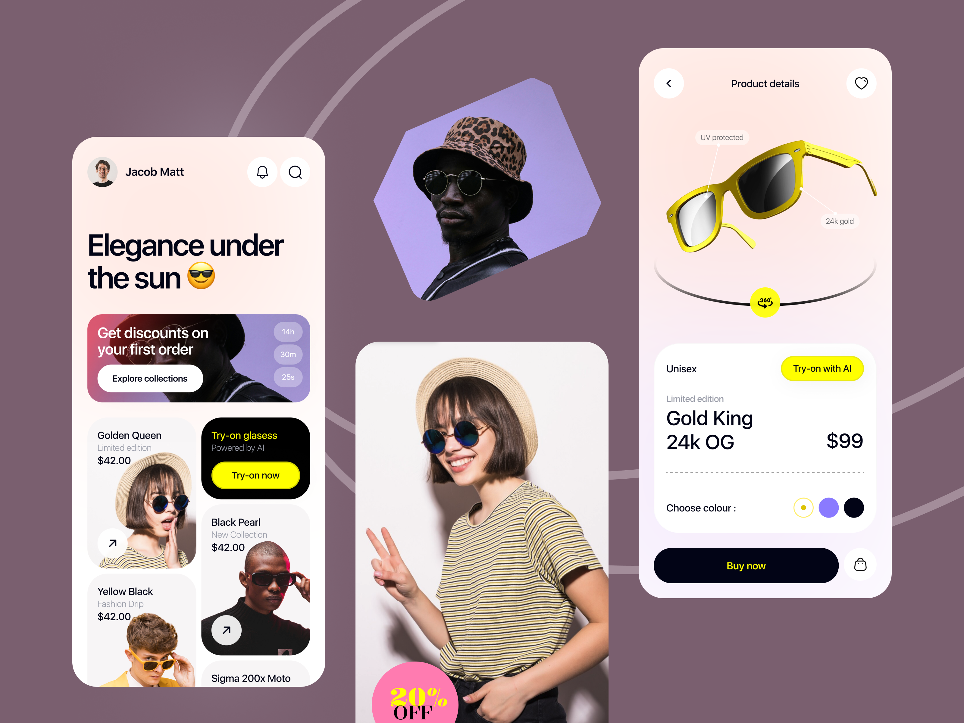 Sunglasses Mobile App app app design app ui app ui ux fashion mobile mobile app design shades shopping app style sunglasses