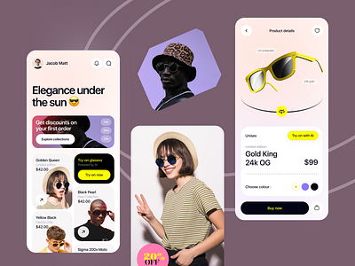 Sunglasses Mobile App app app design app ui app ui ux fashion mobile mobile app design shades shopping app style sunglasses