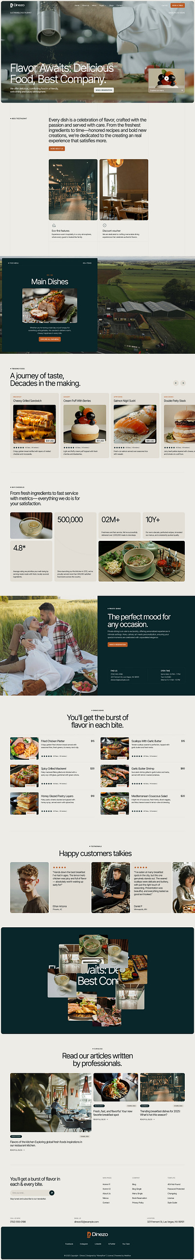 Dinezo - Webflow Restaurant Template branding design figma figmadesign landing page madeinwebflow nocode template ui webflow