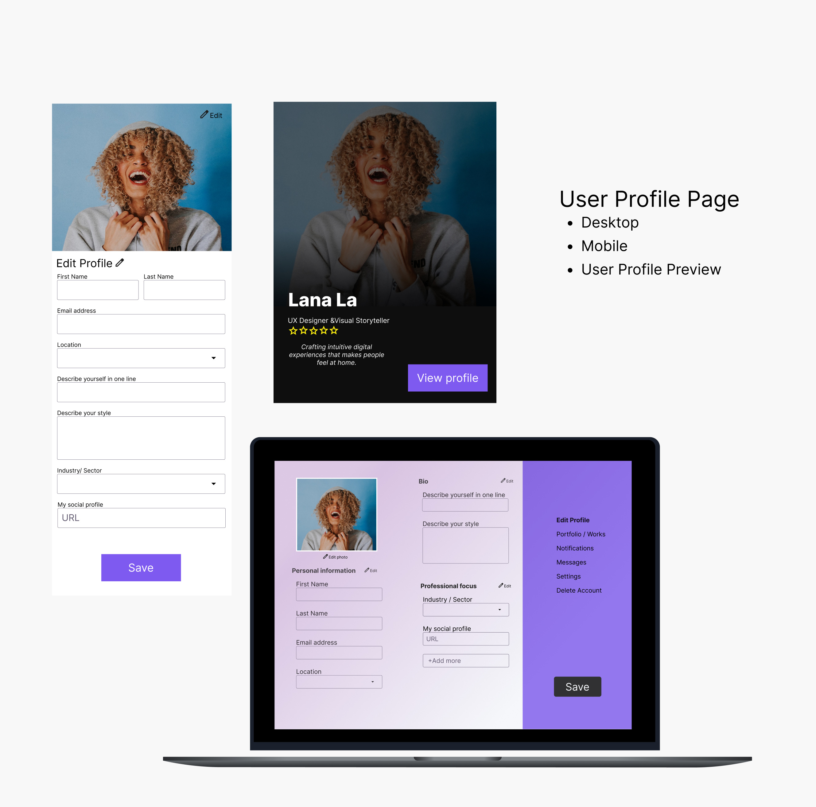 User Profile Page dailyui design ui