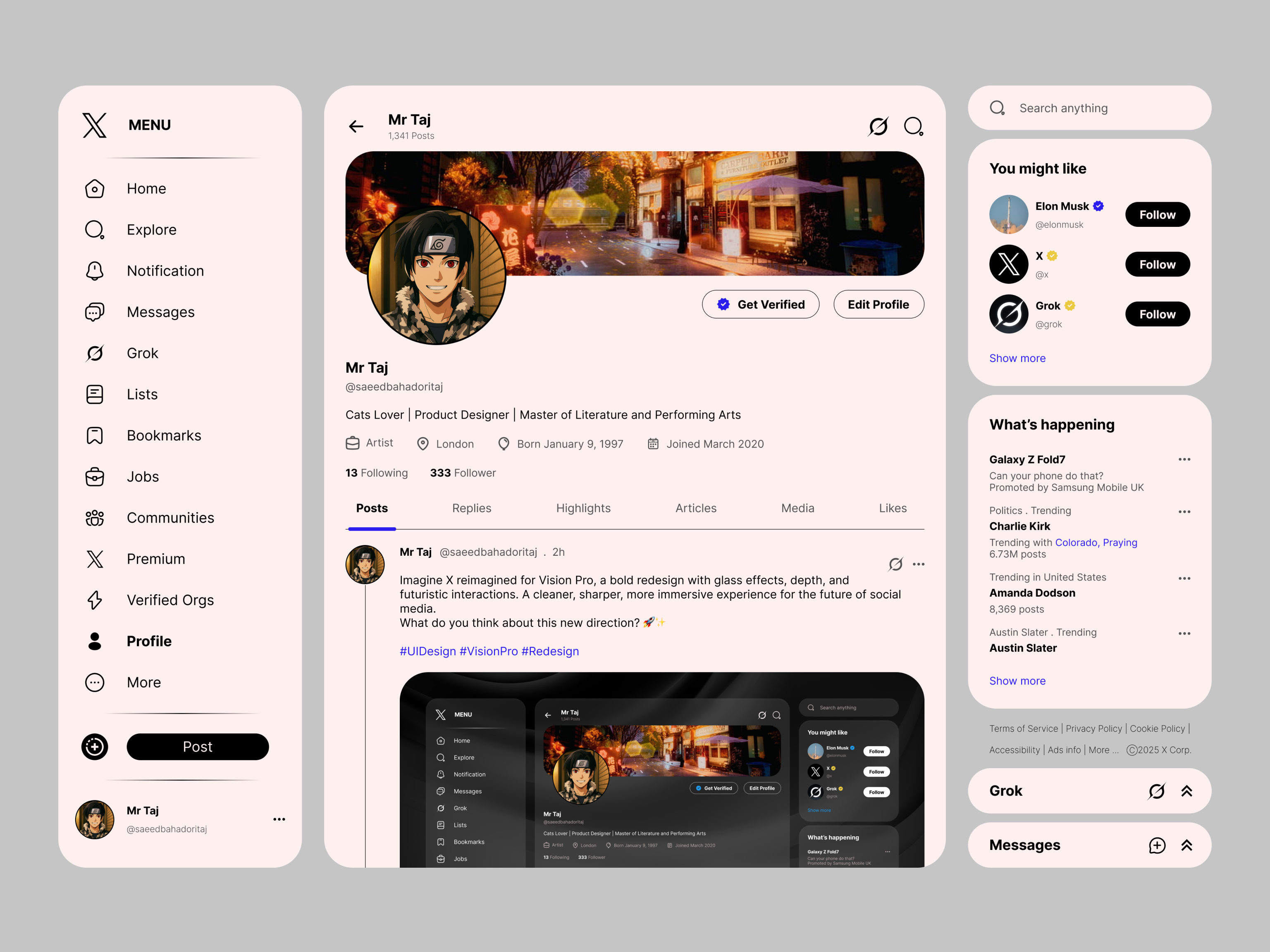 X Twitter Redesign - Light Mode Bento for Clarity & Comfort 3d app bento branding design graphic design illustration illustrator logo minimal product design twitter redesign typography ui ux vector web design website x x redesign