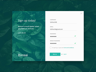 Bonsai - Sign Up daily ui dailyui ui