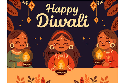 Group of Girls Celebrating Diwali assortment background candle cartoon celebration culture diwali fest festival festive hindu hinduism india indian lamp lights religion sikh temple traditional