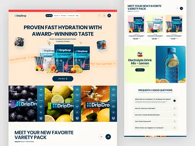 DripDrop Electrolyte Drink - Ecommerce & Packaging Design brand identity