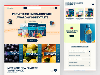 DripDrop Electrolyte Drink - Ecommerce & Packaging Design brand identity