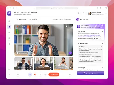 ElymoraAI - Dashboard AI Video Call ai ai video business tool calls communication conference dashboard data management interaction design interface meeting product design teamwork ui uiux user experience user interface ux ux design video call