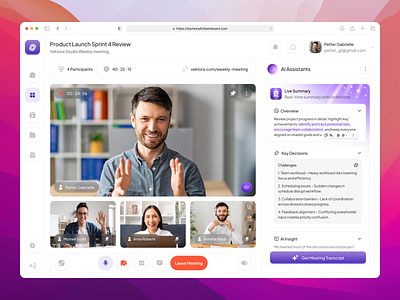 ElymoraAI - Dashboard AI Video Call ai ai video business tool calls communication conference dashboard data management interaction design interface meeting product design teamwork ui uiux user experience user interface ux ux design video call