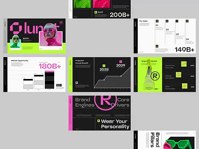Lunet: Eyewear - Pitchdeck branding chart deck design design eyeglasses eyewear fashion graphic design keynote layout design logo marketing motion graphics pitch deck pitchdeck presentation design slide design typography uix