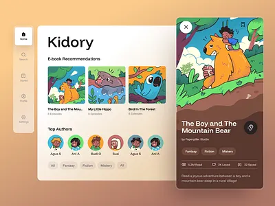 Kidory Desktop UI Exploration children course dashboard folkstory illustration kids learn parental parenting reading stories story ui ux