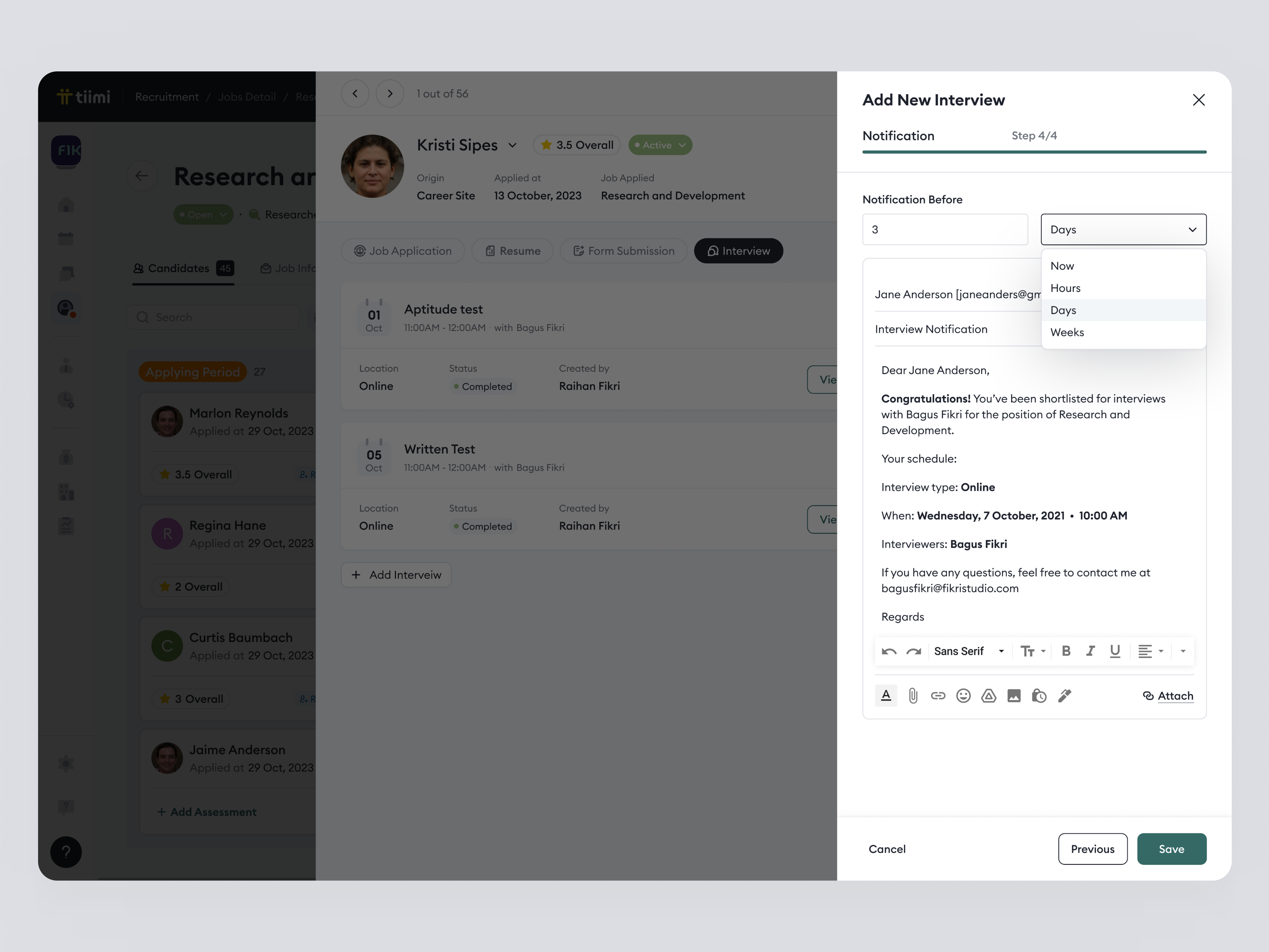 Tiimi – Setting Up Interview Tests for Candidates in SaaS HRM candidate candidate profile company hiring hr hrd hrm human resource human resources interview job management product design recruitment saas saas design ui ux web app web design