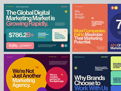 Marketing Agency Pitch Deck – Modern, Bold & Data-Driven agency bold brandpresentation colorfuldesign creativedeck designforbusiness graphic design layout data layout design marketing marketingagency pitch pitch deck pitch deck design pitchdeck pitchdeckdesign presentation presentationdesign slide slidedesign
