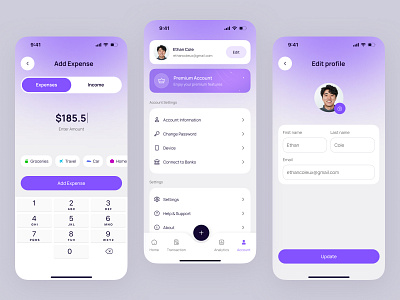 Account Settings Page | Expense Tracker App account settings app app concept budget planner daily expense app expense tracker mobile mobile app mobile app design mobile design profile profile design settings settings page ui design ux design