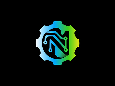 Gear N Logo - Tech N Logo Design app brand identity branding design gear logo with n letter graphic design icon illustration logo logo maker logo type logotype mark n symbol technology n typography ui vector