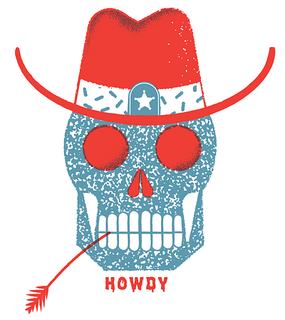 Howdy. adobe illustrator cowboy editorial editorial illustration illustration kern club skull texture vector
