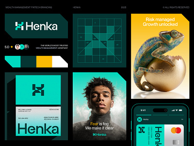 Henka™ - Branding Design For a Wealth Management Fintech Company banking app brand book brand identity brand style guide branding branding kit creative logo design finance fintech app fintech branding fintech logo logo logotype management modern logo tech branding technology visual identity wealth