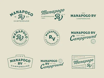 Manapogo Campground: Unused Draft 1 badge design badges brand identity branding camp campground camping logo logo design outdoors brand patch patch design typography
