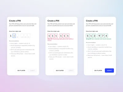 PIN Creation UX - states & validation designsystem desktop emptystate errorstate feedbackui fintech formvalidation interactiondesign microinteraction pinsetup productdesign uidesign userflow uxdesign
