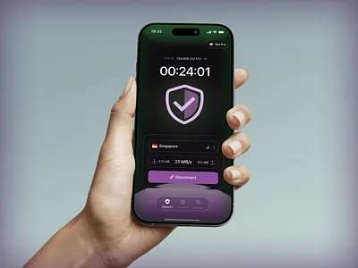 vpn mobile app design android app apple clean dark design figma glass graphic design internet iphone magenta mobile pink protect reflection secure ui ux vpn