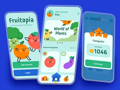 Fruitopia — Smart & Playful Educational App Design character design education app fruit app fruit game game game design game educational game for kids graphic design illustration web