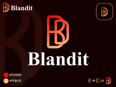 Blandit B+D Letter Gradient Logo Design Concept b letter logo brand identity branding logo colorful logo company logo creative logo d letter logo gradient logo graphic design illustration logo design stoke logo