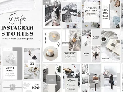 Winter Instagram Story Templates instagram story canva story canva template white winter instagram winter content winter instagram templates