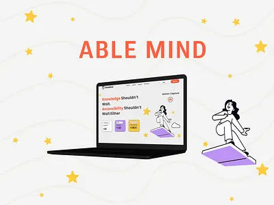 ABLEMIND Home Page Design accessibility attractive design disability fun graphic design home page illustrations purple red ui user experience user interface ux web design website yellow