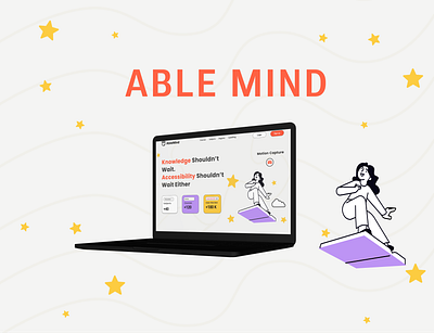 ABLEMIND Home Page Design accessibility attractive design disability fun graphic design home page illustrations purple red ui user experience user interface ux web design website yellow
