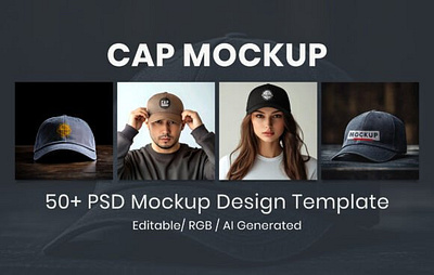 Realistic Cap Mockup Design Template apparel branding template cap mockup customizable cap psd headwear design mockup logo on cap mockup realistic cap design template