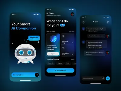 Smart AI Chatbot – App Concept ai ai assistant ai bot ai chat ai chat bot app design artificial intelligence assistant bot chat app chat bot chatbot chatgpt communication communication app openai product design prompt talk user experience