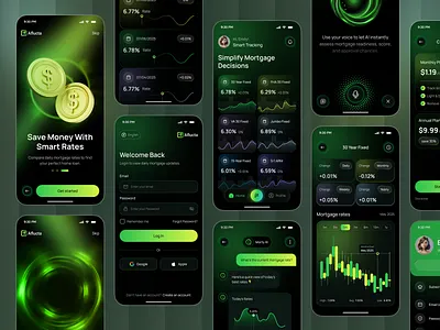 AI Mortgage Tracker App | Smart Home Loan Management Dashboard ai dashboard design ai fintech app ai mortgage app app design banking app finance app design finance tracking app financial analytics app fintech dashboard loan management app mobile mobile app mortgage calculator ui mortgage rate tracker mortgage tracker ui