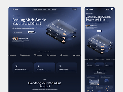 Ledger - Saas Website Design artxis banking banking website design crypto finance landing page finance website finance website design fintech fintech website landing apge saas saas landing page saas landing page design saas website saas website design saas website landing page ui design web design website design