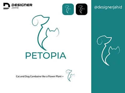 Cat and Dog Combine Petopia Pet Food Company logo Design 2025. abstract logo animal food logo branding combination mark logo creative logo designer jahid graphic design illustration jjkbn logo minimal logo minimalist logo modern logo new logo pet food logo pet logo petopia logo pictorial logo timeless logo vector