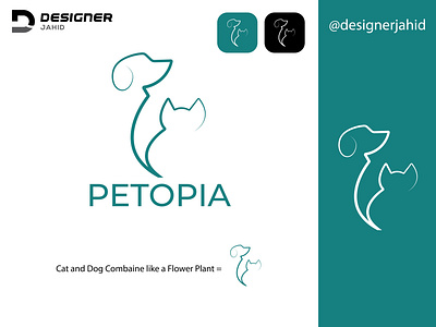 Cat and Dog Combine Petopia Pet Food Company logo Design 2025. abstract logo animal food logo branding combination mark logo creative logo designer jahid graphic design illustration jjkbn logo minimal logo minimalist logo modern logo new logo pet food logo pet logo petopia logo pictorial logo timeless logo vector