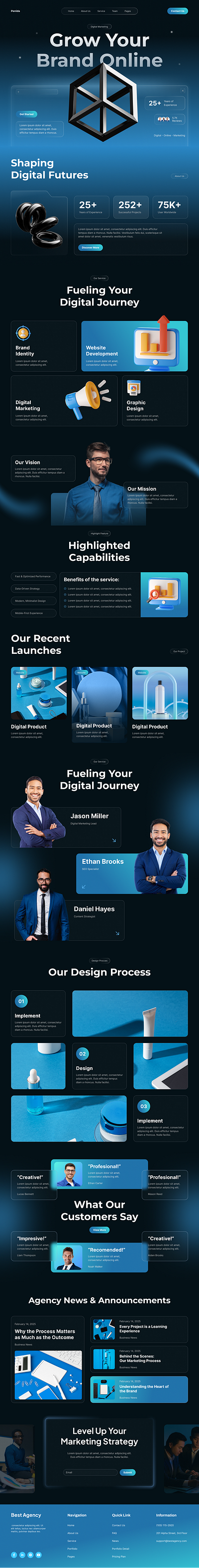 Digital Agency Website - Penida corporate creative agency creative agency website dark mode digital agency digital marketing digital marketing website landing page landing page design startup technology ui design