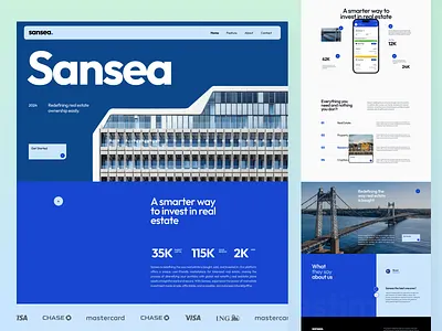 Sansea - Real Estate Website blue hero section landing page landing page design real estate real estate design ui ui design user interface web design website design website ui