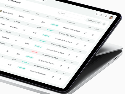 Ecommerce Dashboard Design - Products dashboard dashboard interface dashboard ui data table e commerce ecommerce ecommerce dashboard minimal products saas sales sales management table table products ui ux web design