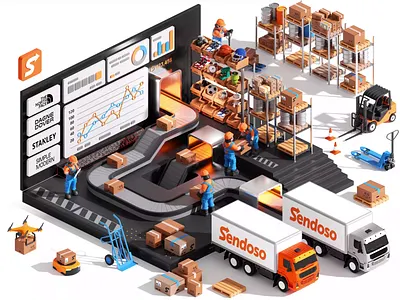 3D Animation For Sendoso.com 3d 3d animation 3d art 3d design 3d website 3dart animation boxes c4d cinema4d design illustration isometric saas tech trucks warehouse