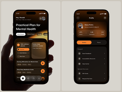 AI Powered Mental Therapy App ai ai app ai journal ai therapy aiui chatbot ui dark design app mental health app mental support mentalwellness mindfulness mobile app mood tracker self care