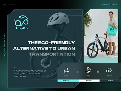 Logo – HopGo (E-Bike Mobility) Visual Identity 3d brand guideline brandidentity branding design ebike graphic design identity logo tech visual identity