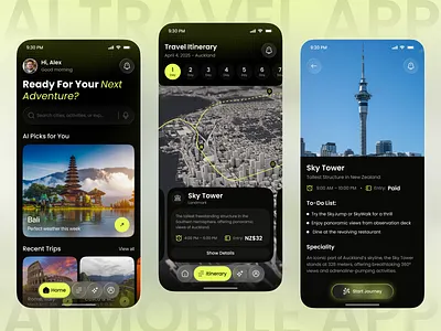 AI Travel App – Smart Itinerary & Adventure Planner adventure planner ai app ai travel app app design itinerary planner mobile mobile app mobile app ui tourism app travel app travel app design travel assistant travel planner app trip planner app ui design