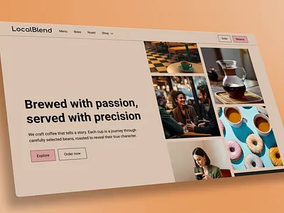 LocalBlend Coffee Shop Website Concept 3d after effects animation branding coffee concept graphic design landing page landing page concept modern ui motion motion graphics scroll animation ui website