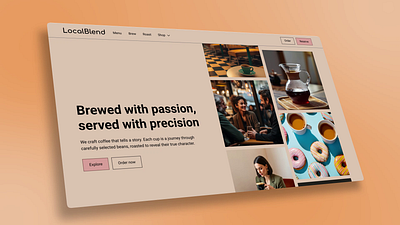 LocalBlend Coffee Shop Website Concept 3d after effects animation branding coffee concept graphic design landing page landing page concept modern ui motion motion graphics scroll animation ui website