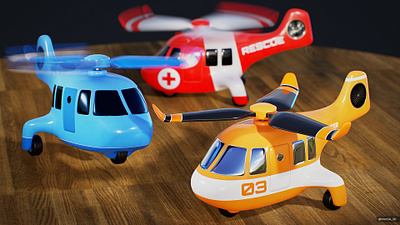 Stylized Helicopter Toy 3d aircraft animation aviation blender3d design drone gameready gaming helicopter lowpoly modeling pbr propeller rescue stylized toy