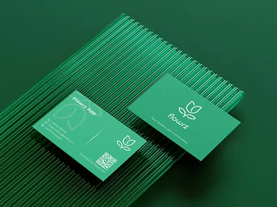 Flowrz App – Minimalist Business Card Design app logo brand guide brand identity branding business card business card design graphic design green business card logo logo design luxury business card minimalist business card modern business card natural business card visiting card