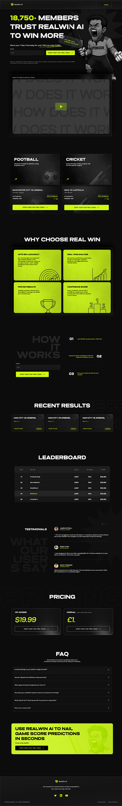 Landing Page ai ai landing page craxinno craxinnotechnologies cricket darkmode design figma design football graphic design landing page landing page design landingpage software development sports sports prediction website uidesign uiux uxdesign webdesign