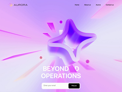 Aurora landing page 3D animation 3d animation 3d art ai ai gaents e cpmmerce finance fintech hero hero image hero section landing landingpage web web design webdesign